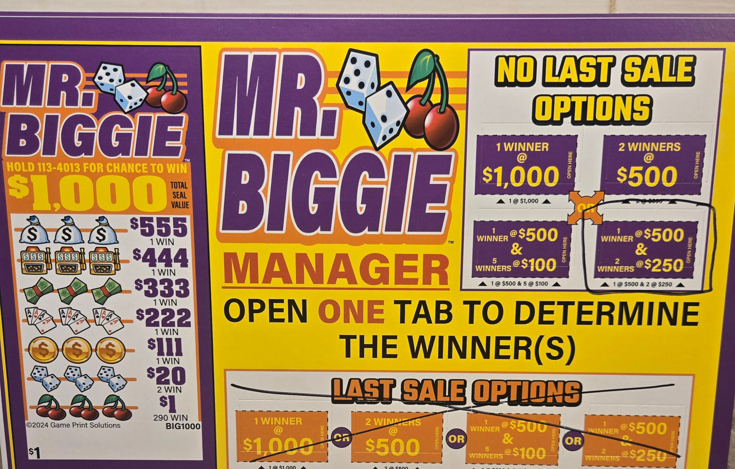 Mr Biggie pull tab serial # 0003888