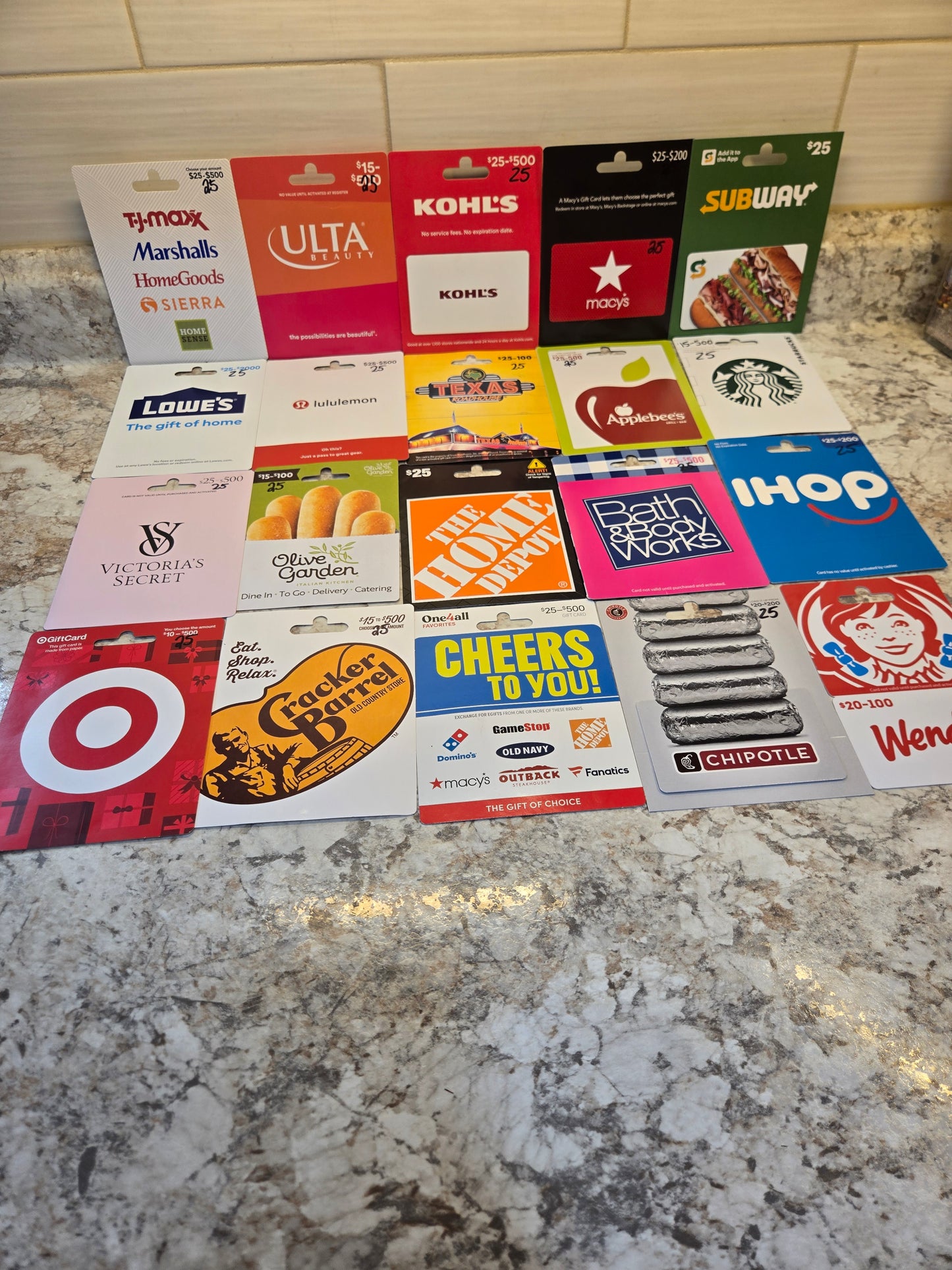 $500 Gift cards serial # 96630