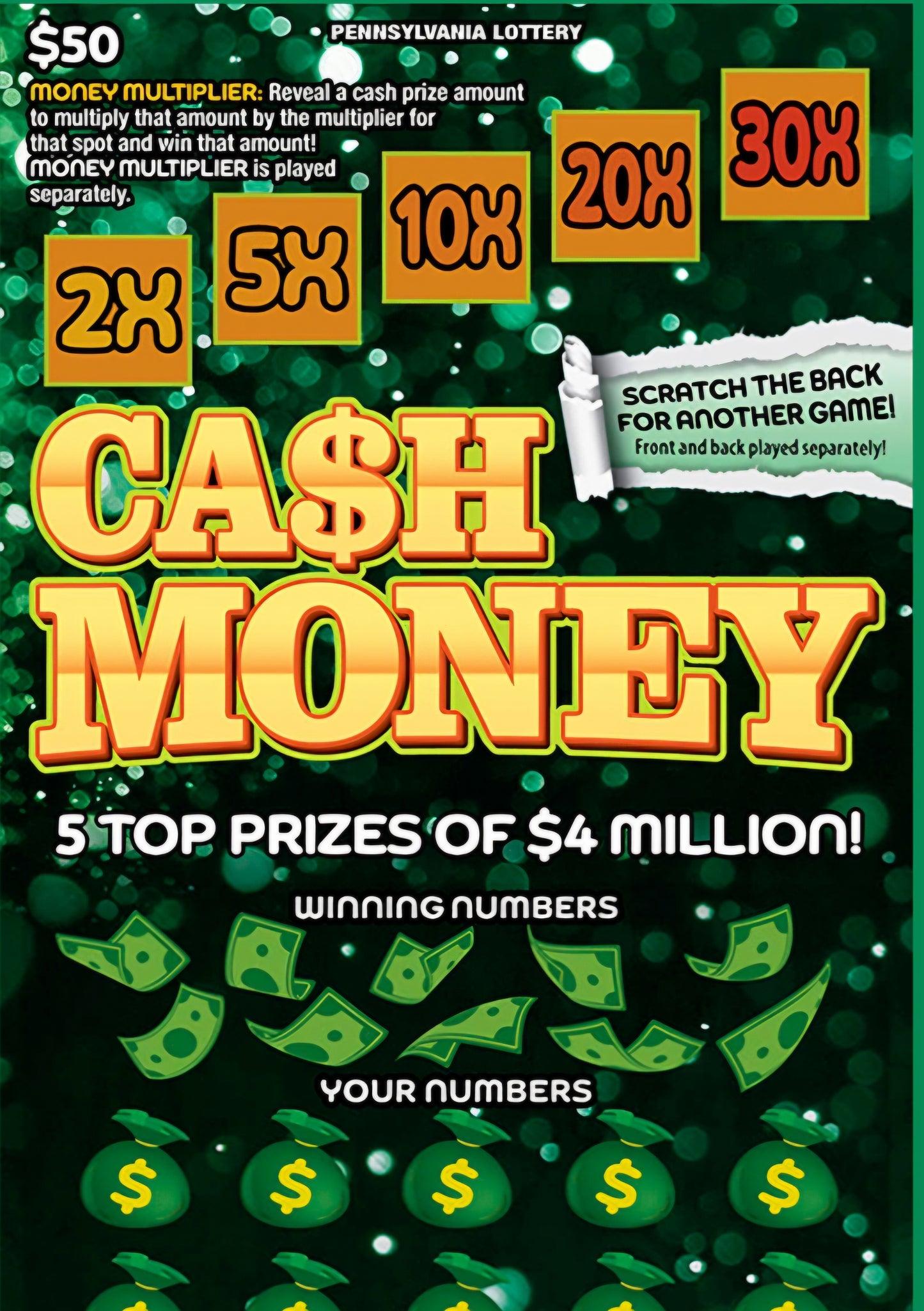 25 $50 Cash Money Lotto's serial # 95462