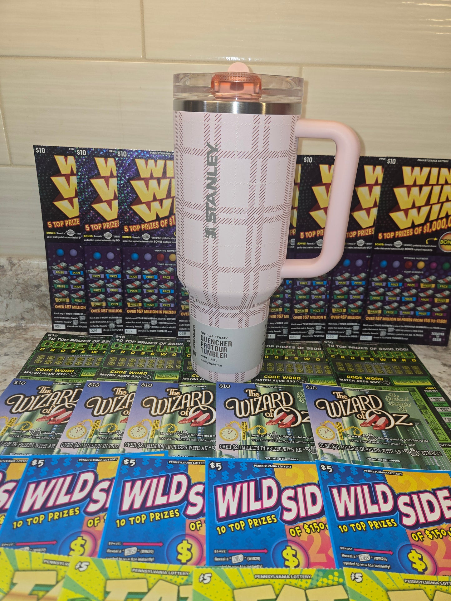 $250 Lotto's & Pink Plaid Stanley serial # 67222