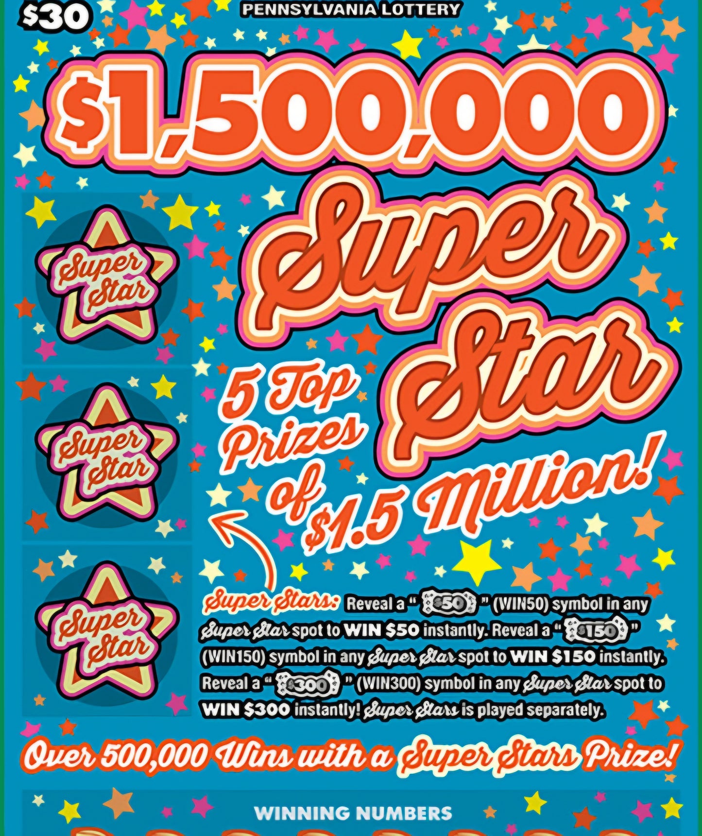 1.5 Million Super Star brick $30's serial # 76700
