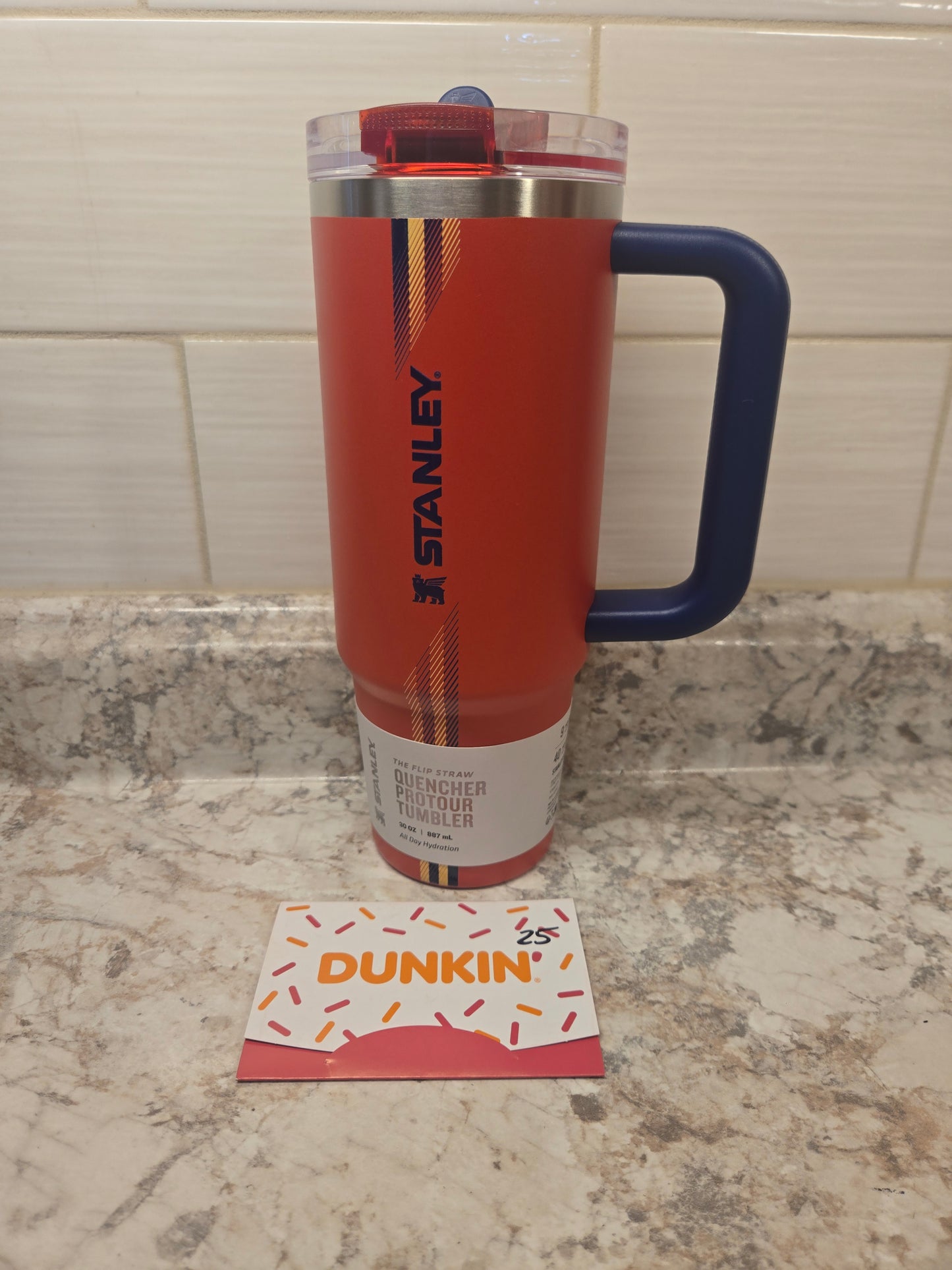 Red Flip Straw Stanley & $25 Dunkin serial # 49572