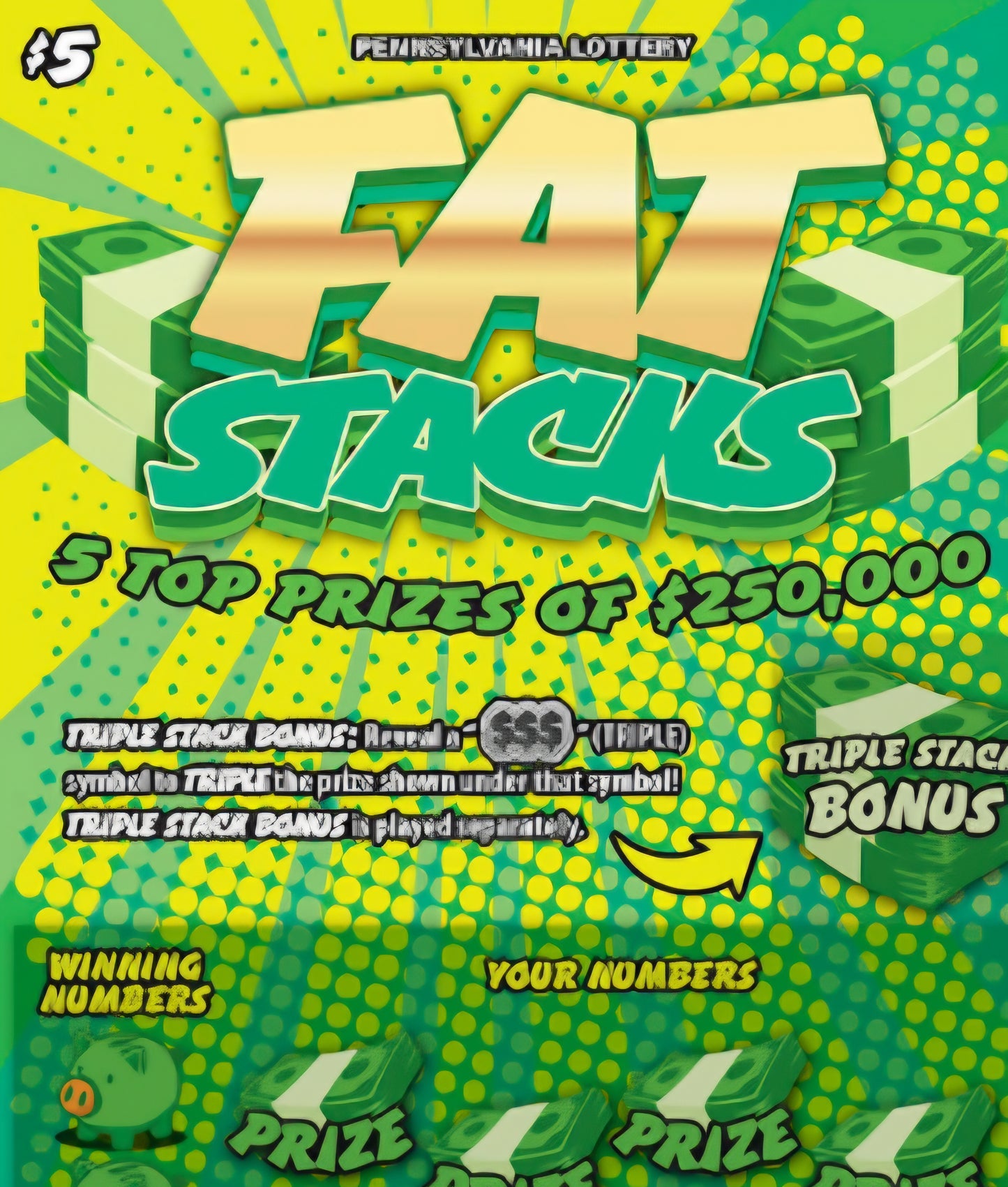 Fat Stacks brick of $5's serial # 68256
