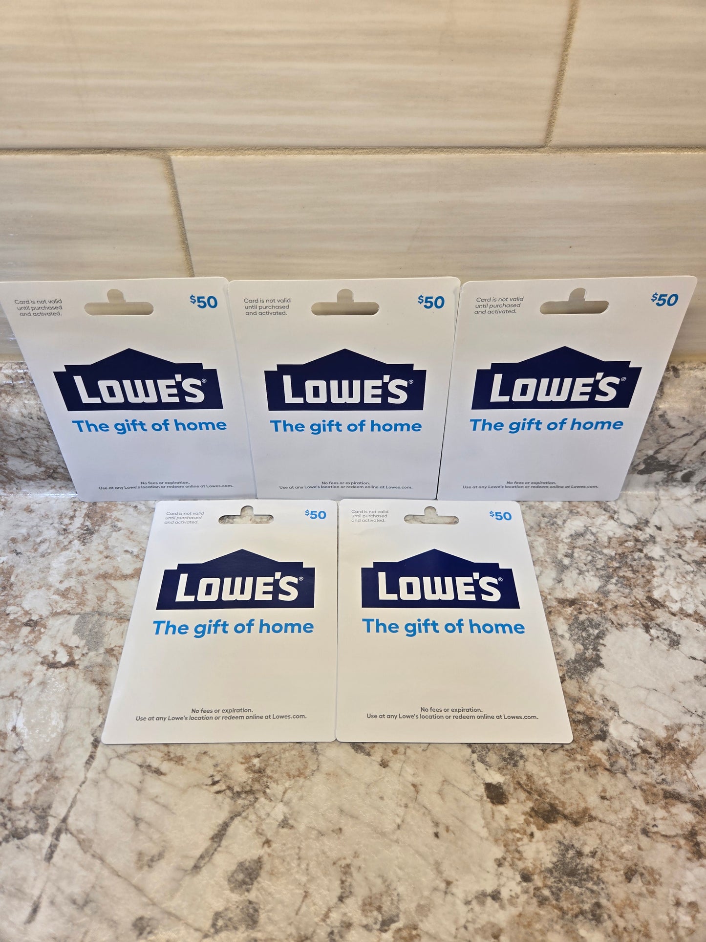 $250 Lowe's gift cards serial # 02217