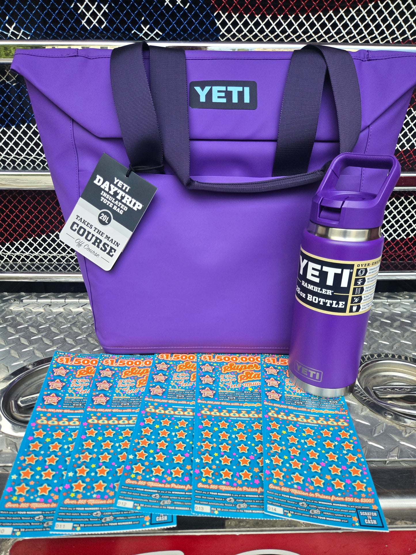 $150 Lotto's & Daytrip insulated Yeti/26oz water cup serial # 81656