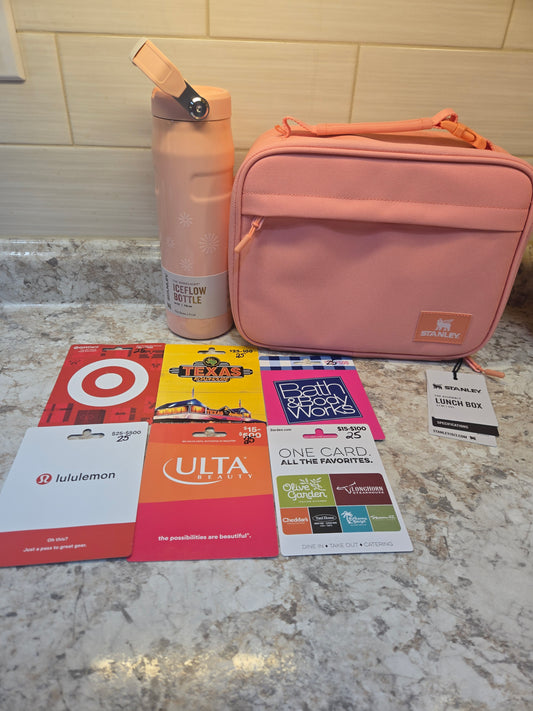 $150 gift cards & Sorbet Stanley lunch box and Iceflow bottle serial # 68571
