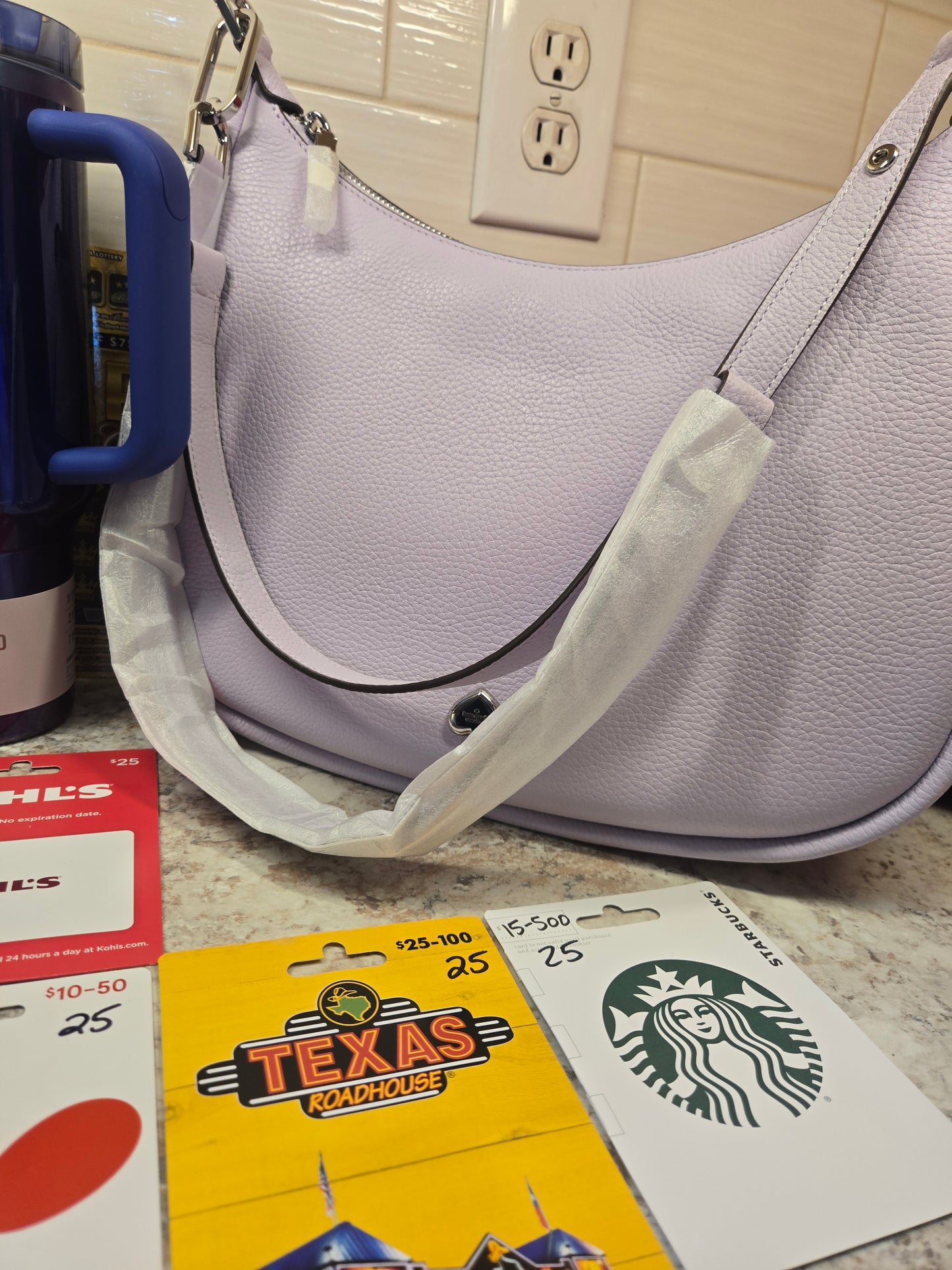 $100 Lotto's, $100 Gift cards, Star Shine Stanley, purple Kate Spade serial # 88737