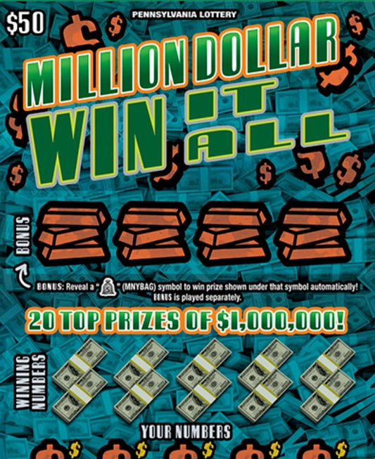 (25) $50 Million Dollar Win it All tickets serial # 88934