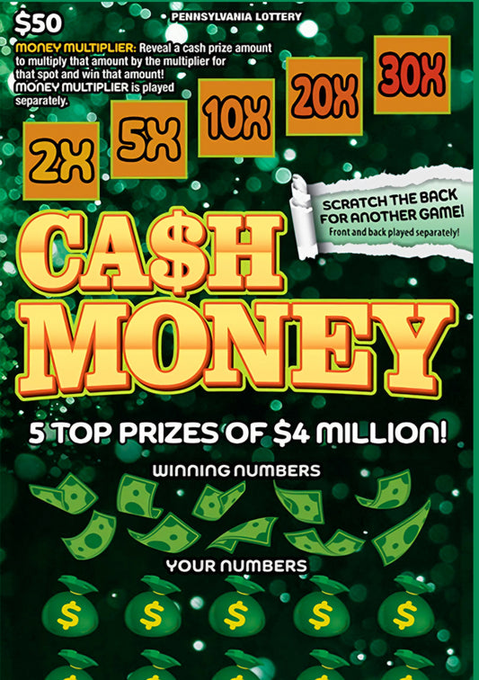 25 $50 Cash Money Lotto's serial # 95462
