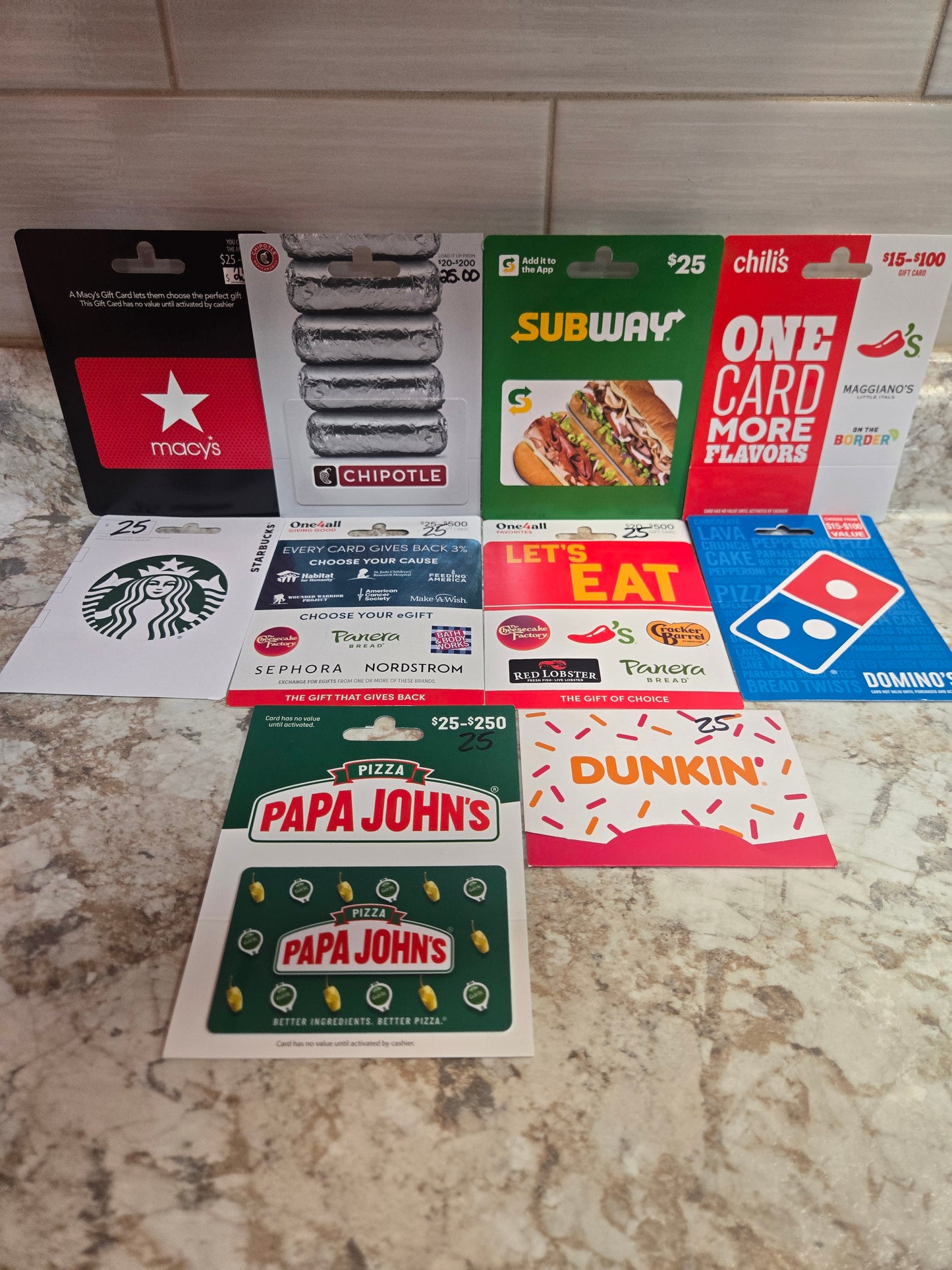 $250 gift cards serial # 01424