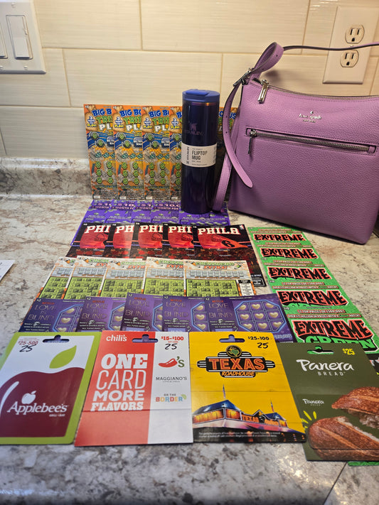 $150 Lotto's, $100 gift cards, Star Shine Stanley, Wisteria Kate Spade serial # 14242