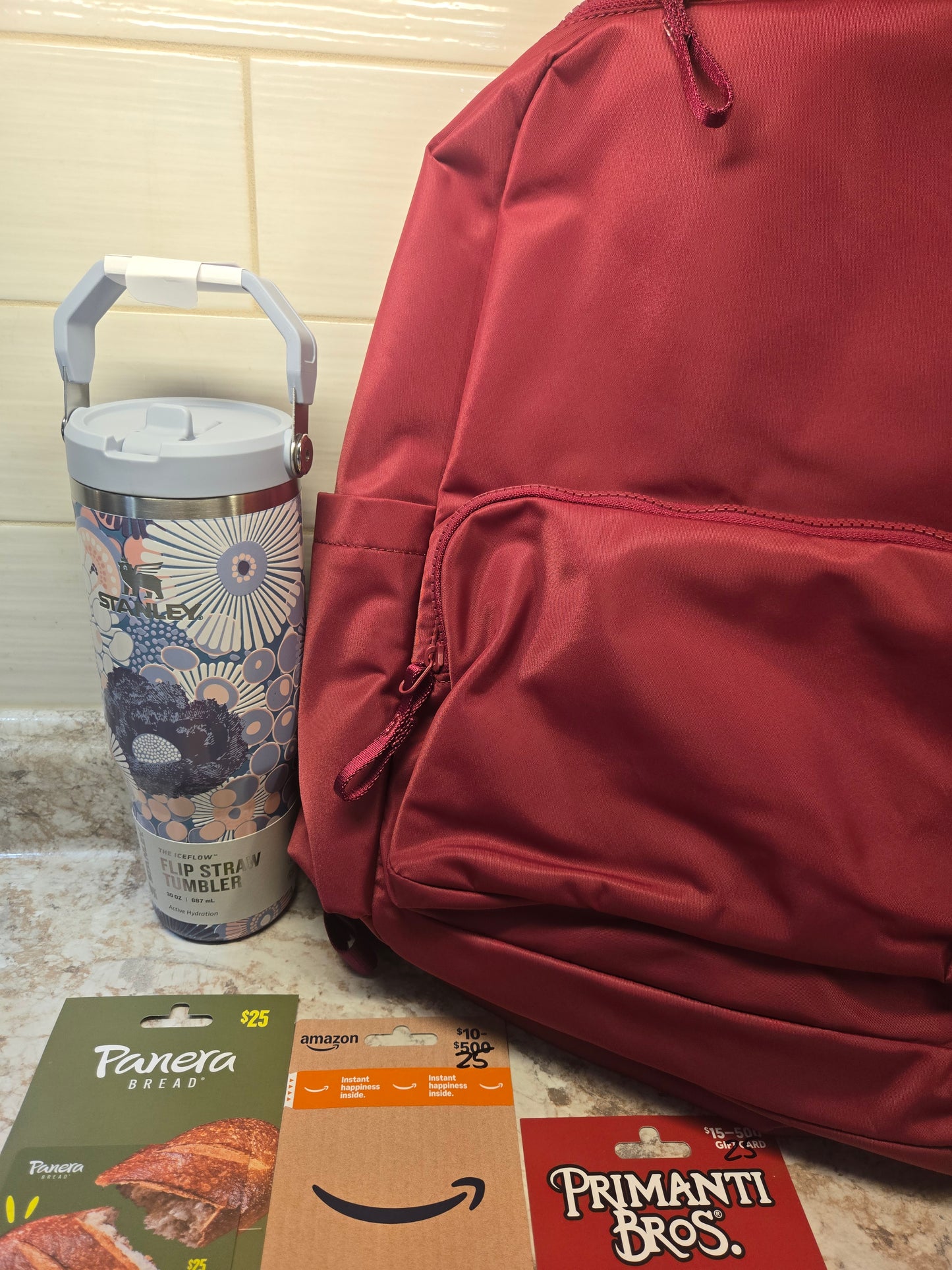 $200 Gift cards, Wildflower Stanley, Raspberry Lululemon backpack serial # 94341