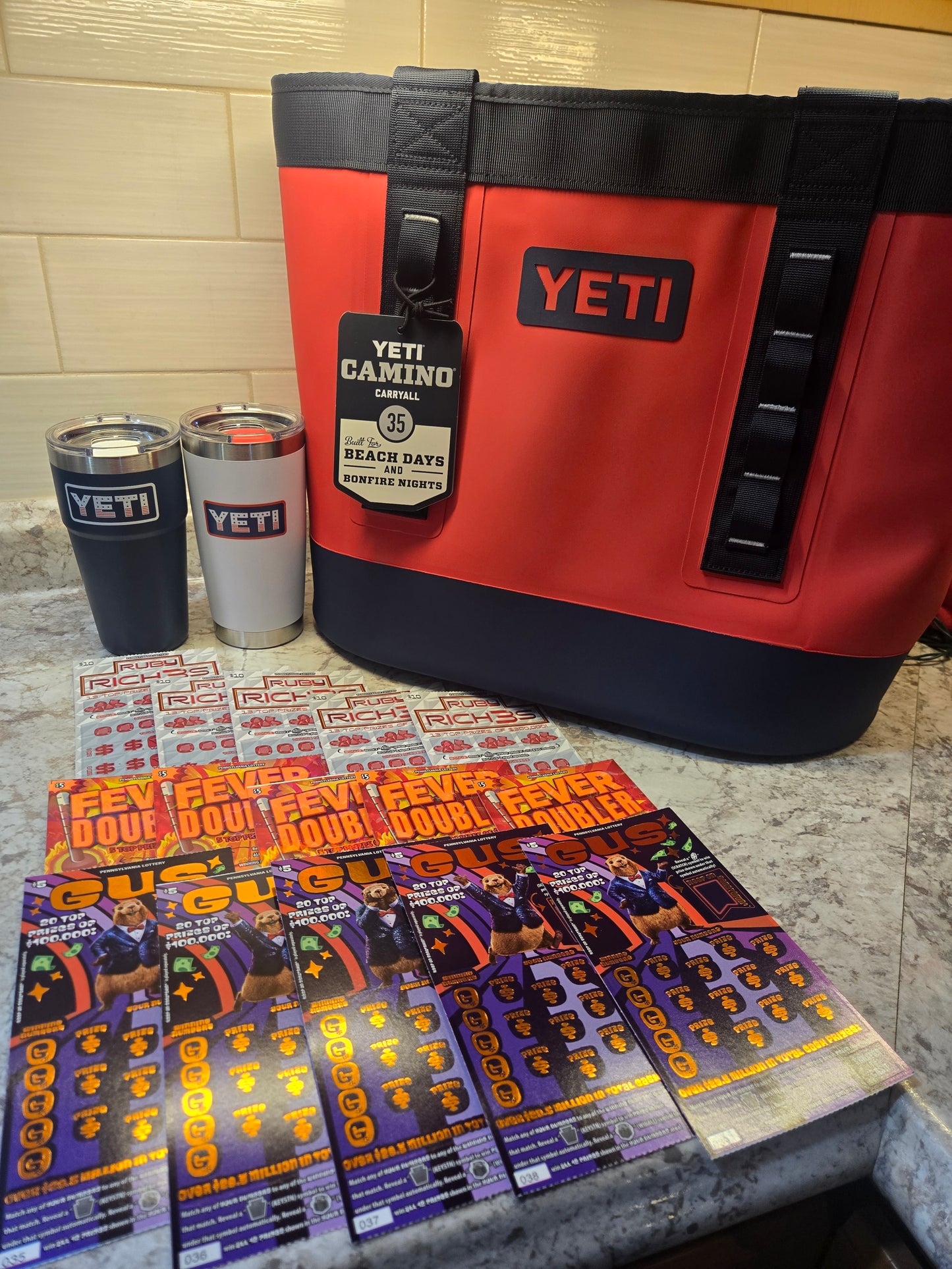 $100 Lotto's & Patriotic Yeti Goods serial # 20869
