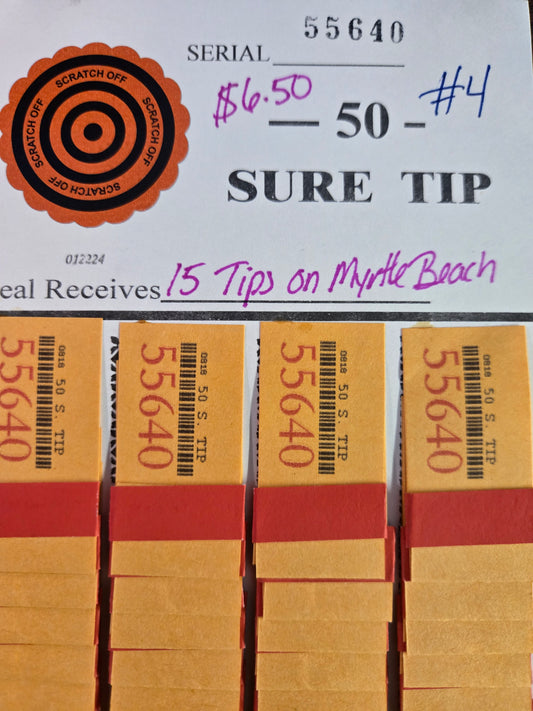 Winner gets 15 tips on the Myrtle Beach board serial #  Mini board # 4