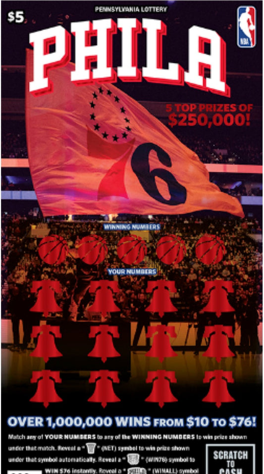 Philadelphia 76's brick $5's serial # 16562