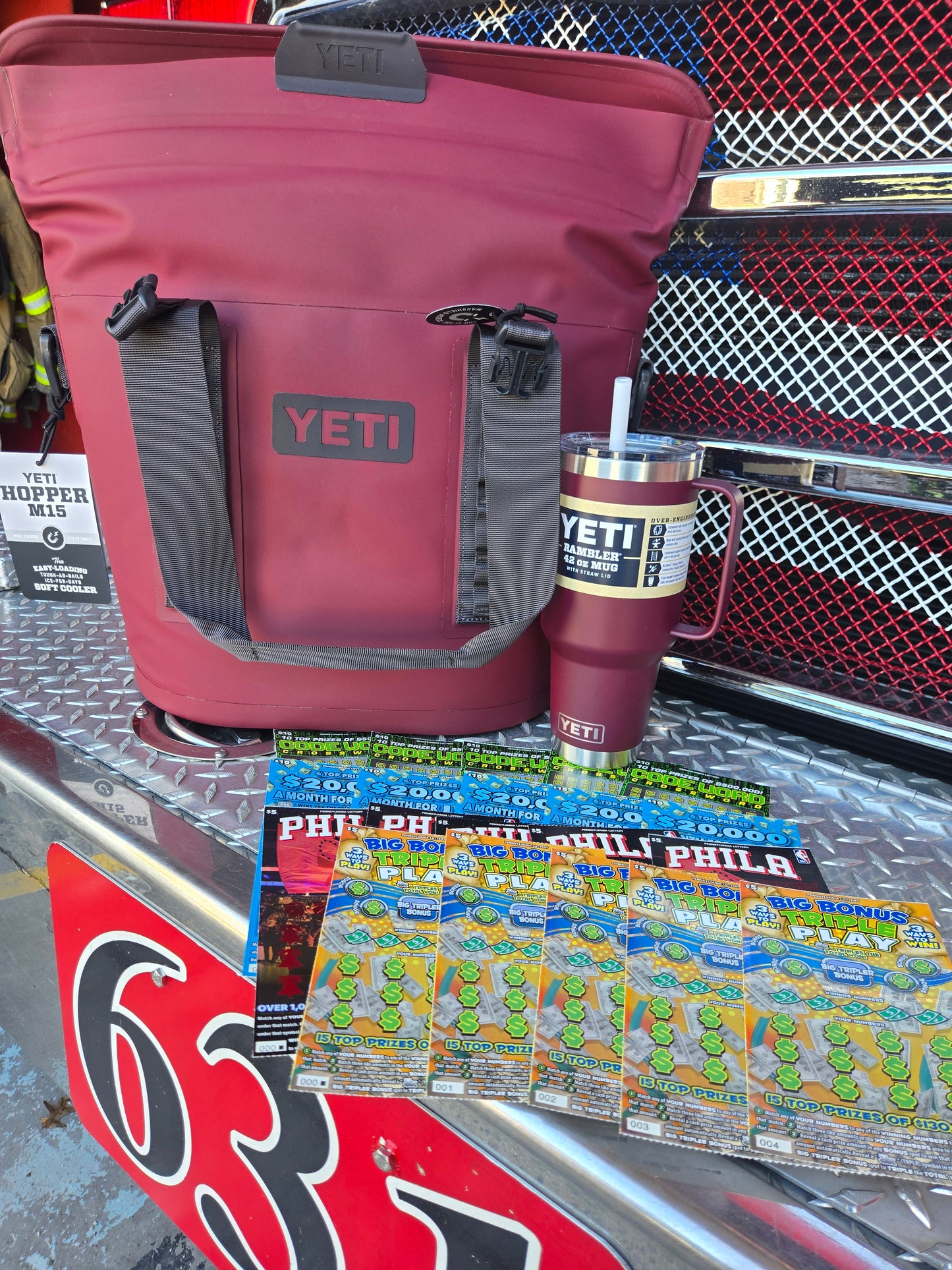 $200 Lotto's & Wild Red Vine Yeti & cup serial # 87675
