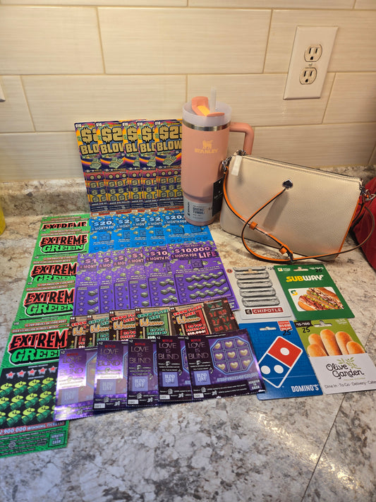 $200 Lotto's, $100 Gift cards, Peach Rose Stanley, Kate Spade serial # 14264