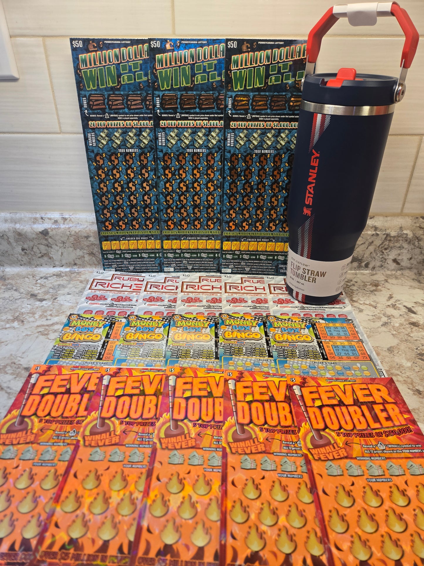 $250 Lotto's and Blue flip Straw  Stanley serial # 22361