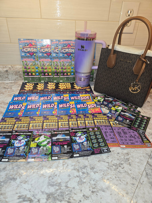 $200 Lotto's, wicked Purple Stanley, brown Michael Kors serial # 34474