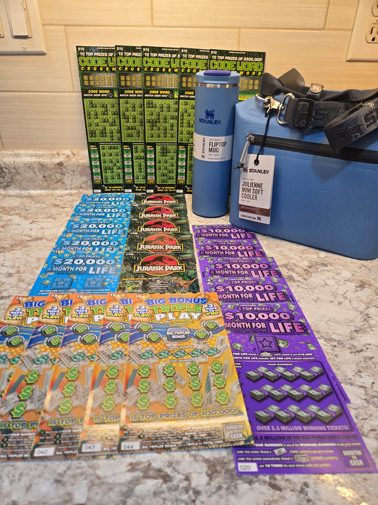 $200 Lotto's & Blue Sky Stanley cooler and cup serial # 20873