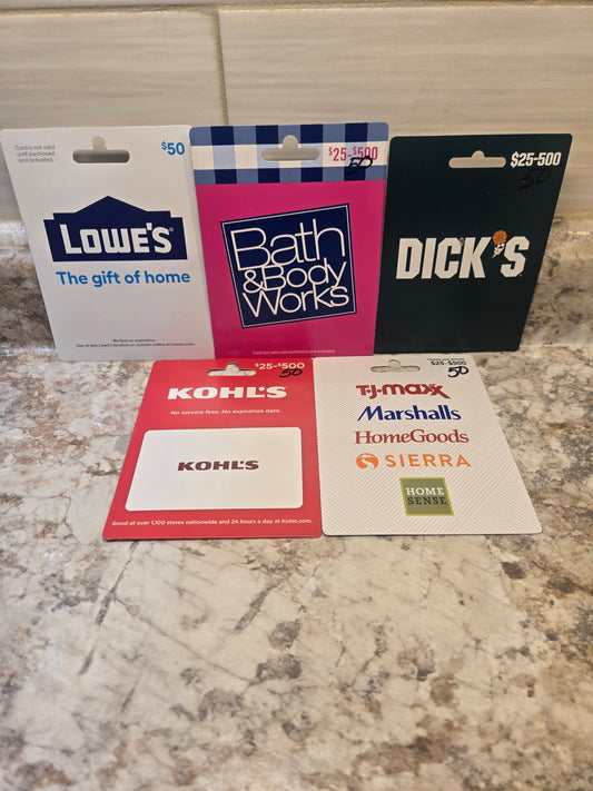 $250 gift cards serial # 11055