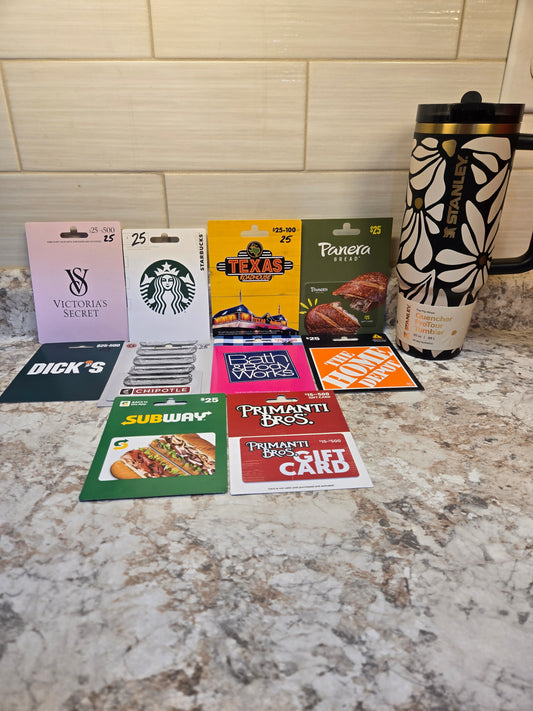$250 Gift cards & Wild Blooms Stanley serial # 20225