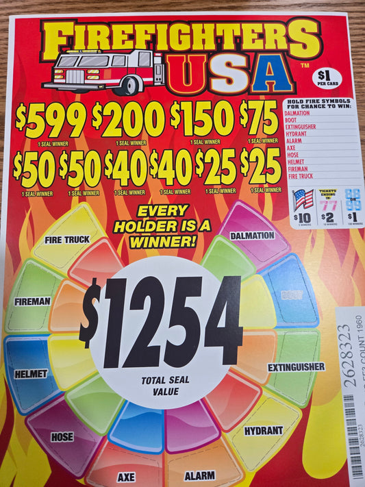 Firefighters USA pull tab serial # 2628323 Live May 31, 2026