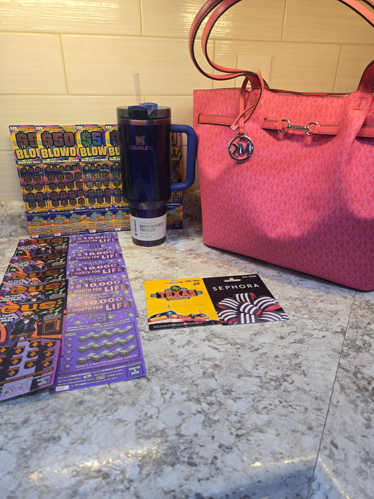 $150 Lotto's, $50 gift cards, Stanley, Pink Michael Kors purse serial # 55358