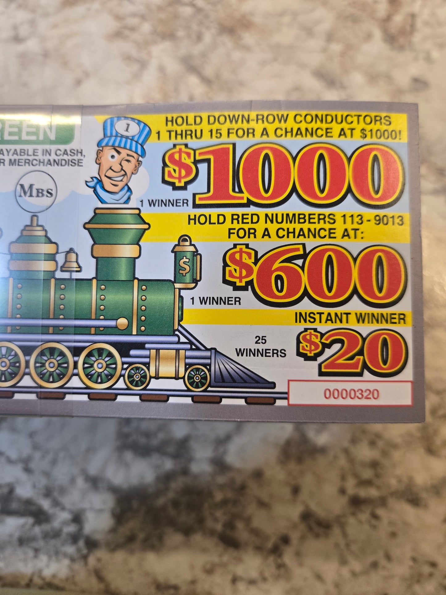 Big Bucks Express (Train game) serial # 0000320