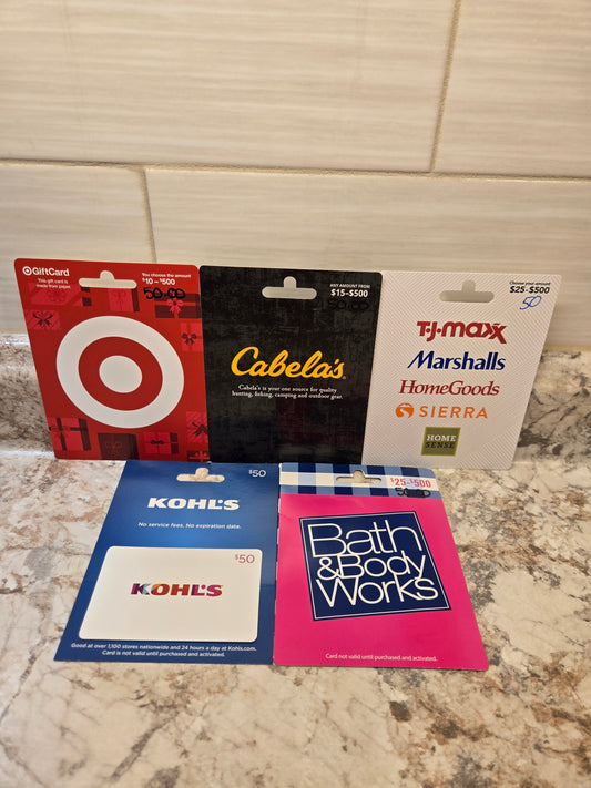 $250 Gift cards serial # 02302