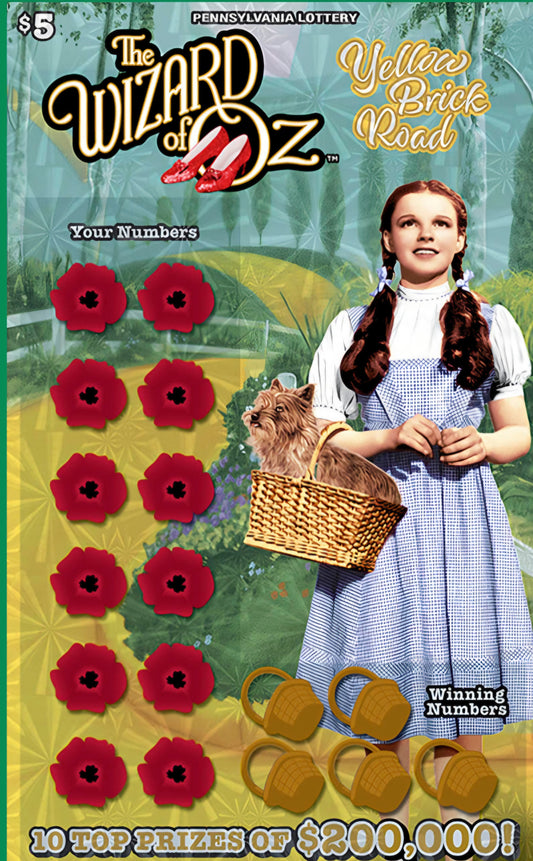 Wizard of Oz: Yellow Brick Road brick of $5's serial # 69821