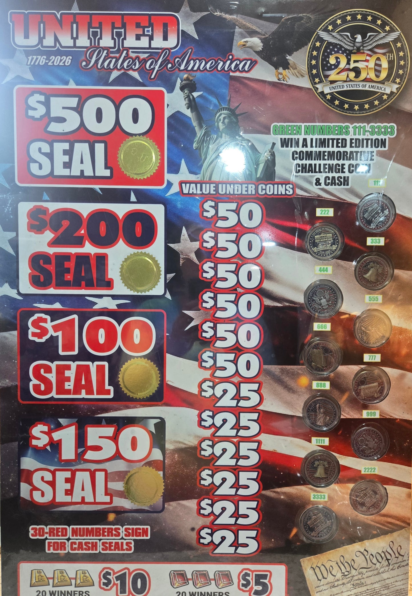 United States of America Pull tab serial # 4325703