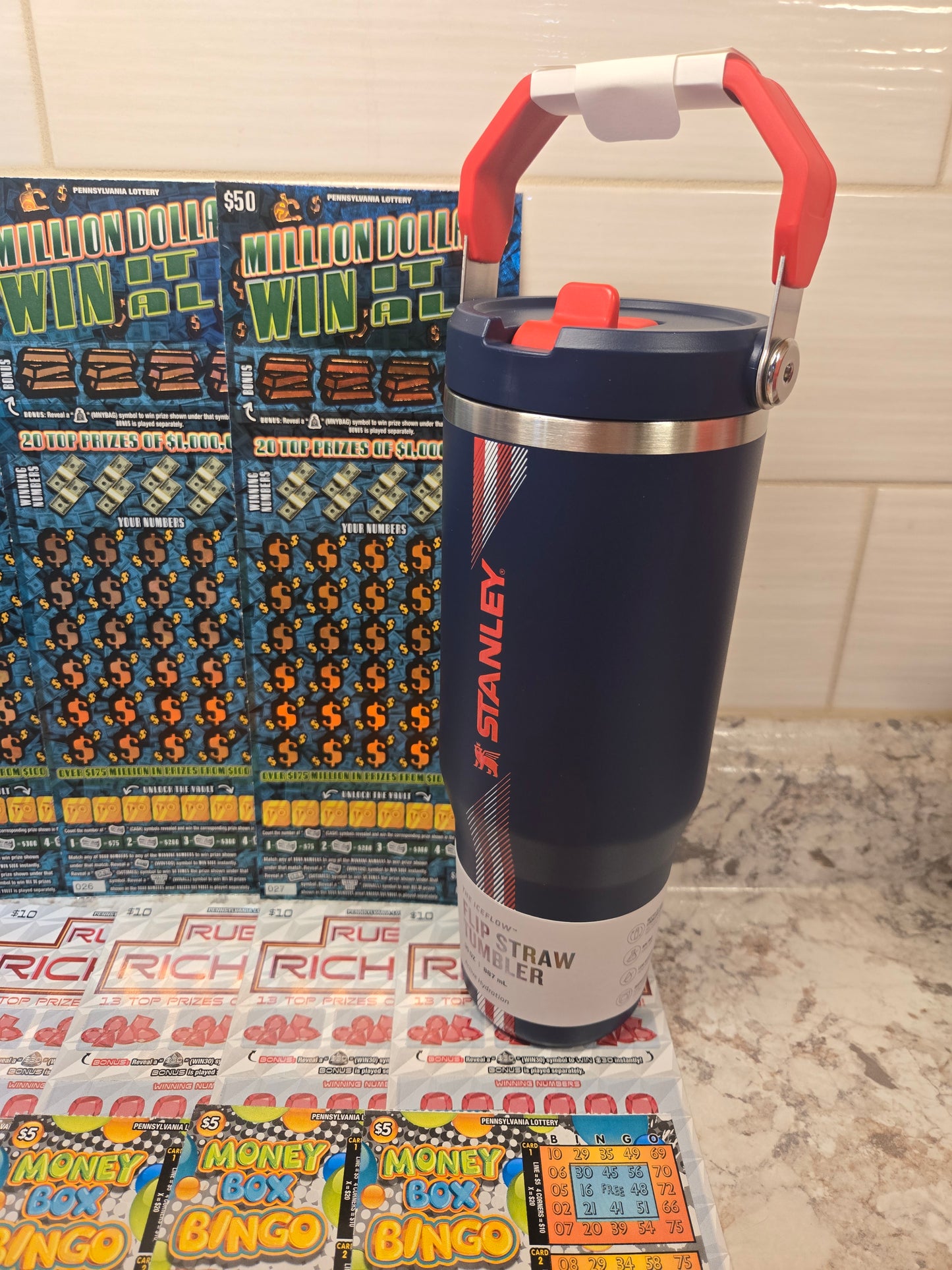 $250 Lotto's and Blue flip Straw  Stanley serial # 22361